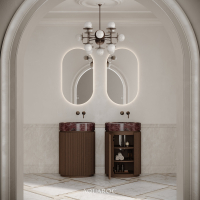 Rotunda Fluted Vanity Unit 600mm Espresso Oak